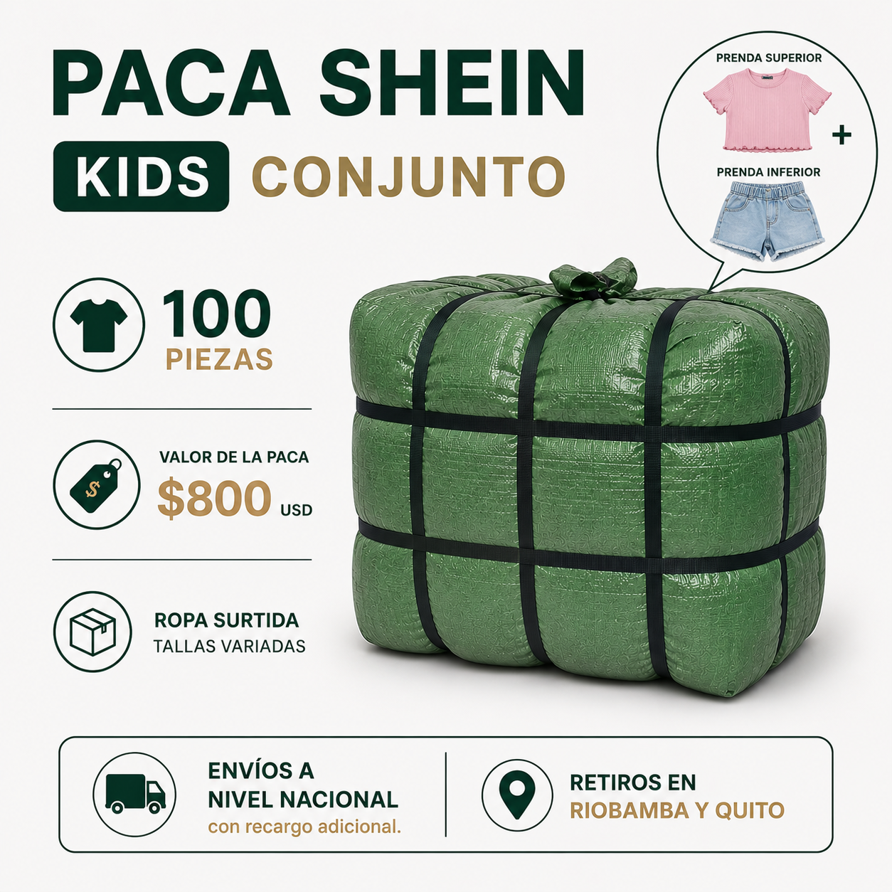 Paca SHEIN Kids Conjuntos 100 Piezas | Ropa Infantil al por Mayor Ecuador