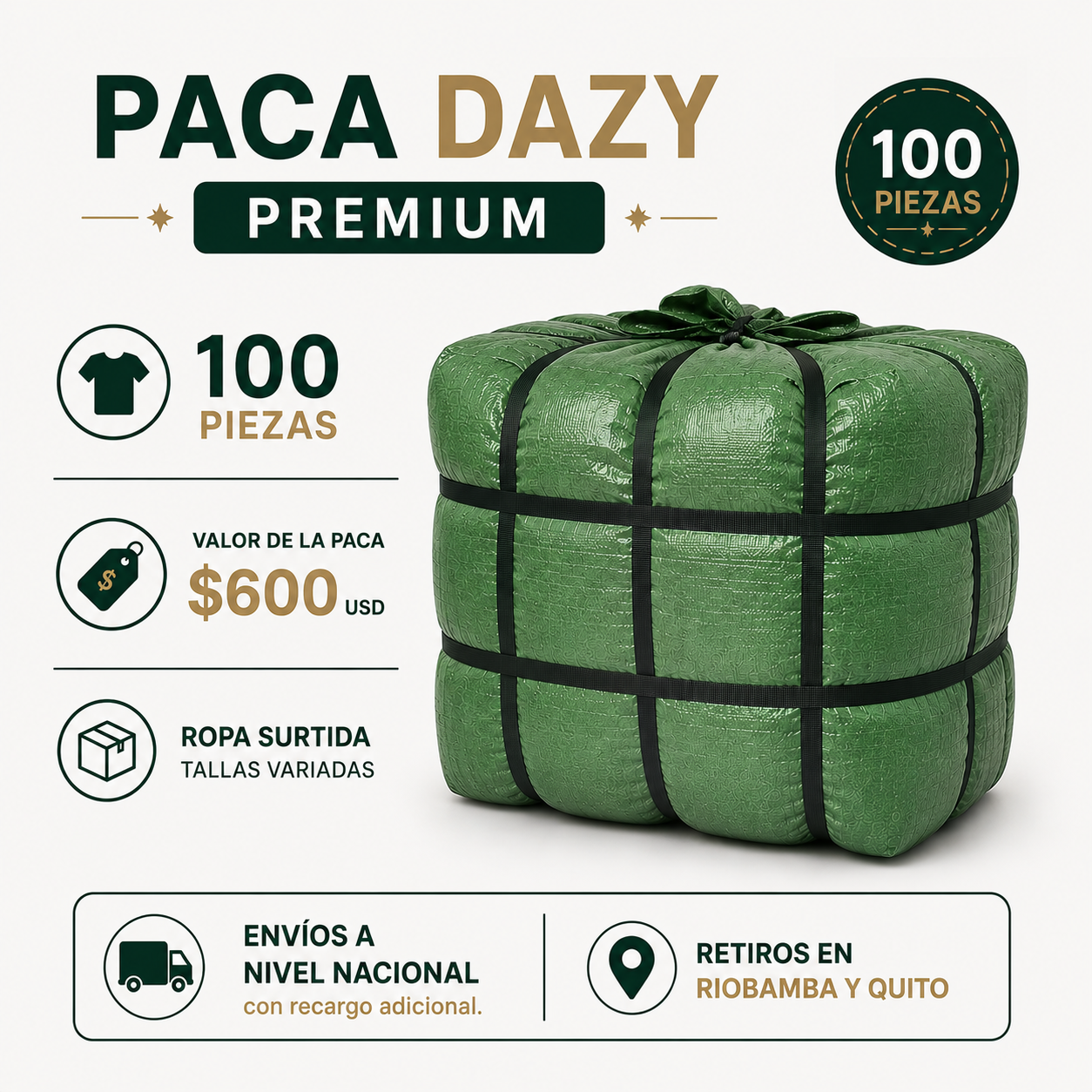 Paca DAZY Premium 100 Piezas | Ropa al por Mayor Ecuador