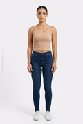 Top de Tirantes Acanalado en Tono Beige Beige DAZY