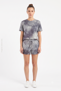 Conjunto de Dos Piezas Lavado al Ácido Gris Camiseta y Shorts DAZY