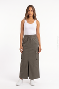 Falda Larga Cargo con Abertura Frontal y Bolsillos DAZY