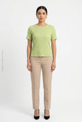 Camiseta Texturizada Cuello Redondo Manga Corta Verde Lima DAZY