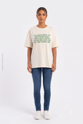 Camiseta Crema Oversize con Texto Inspirador Verde DAZY