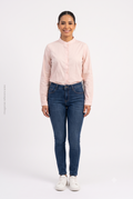 Camisa de Botones con Cuello Mandarín Rosa Pastel DAZY