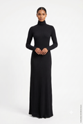 Vestido Largo Ajustado de Cuello Alto y Manga Larga DAZY