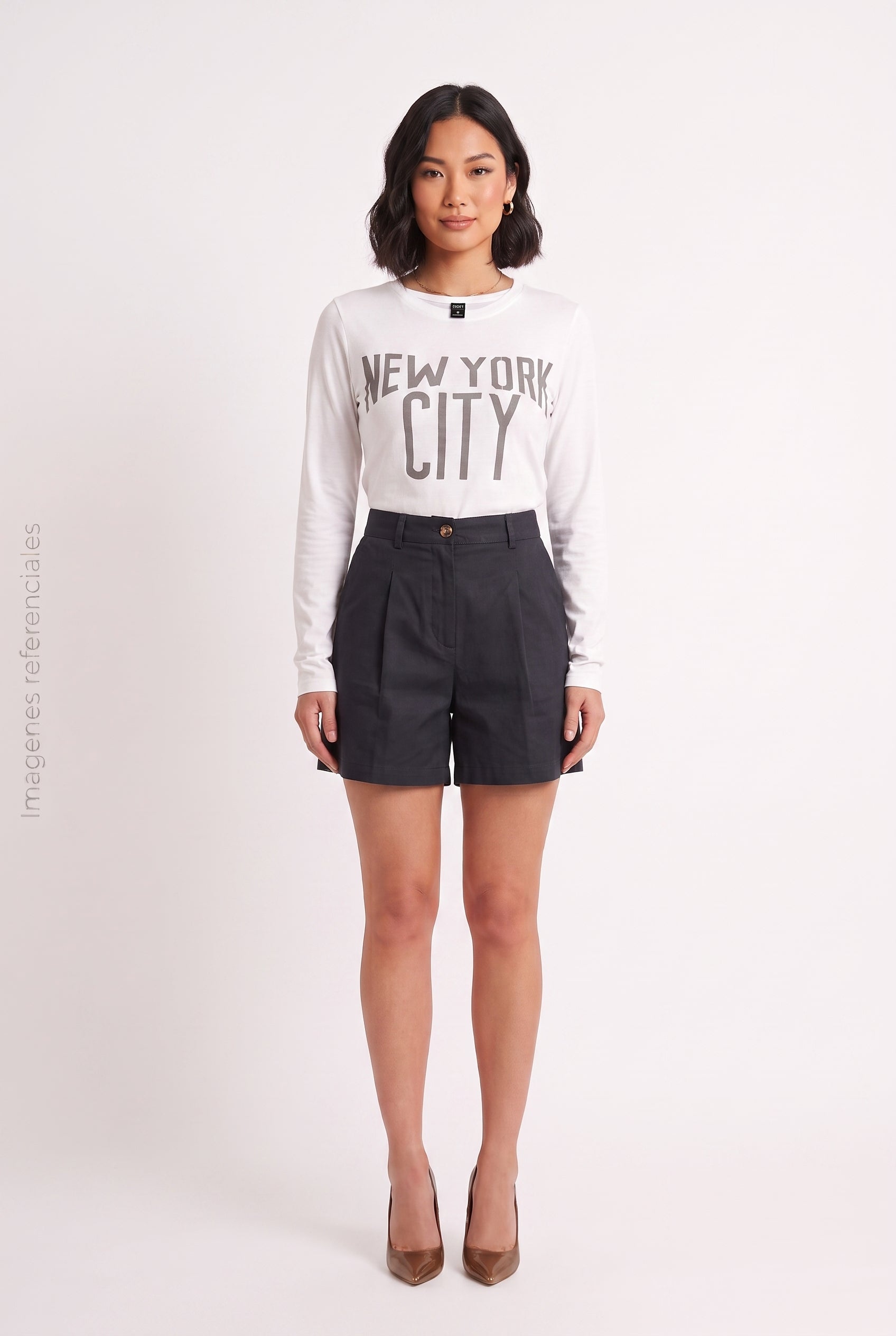 Camiseta Blanca de Manga Larga con Estampado New York City DAZY